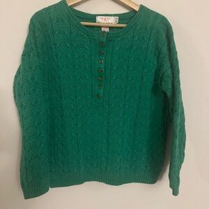 Emerald Buttoned Cable Knit Sweater